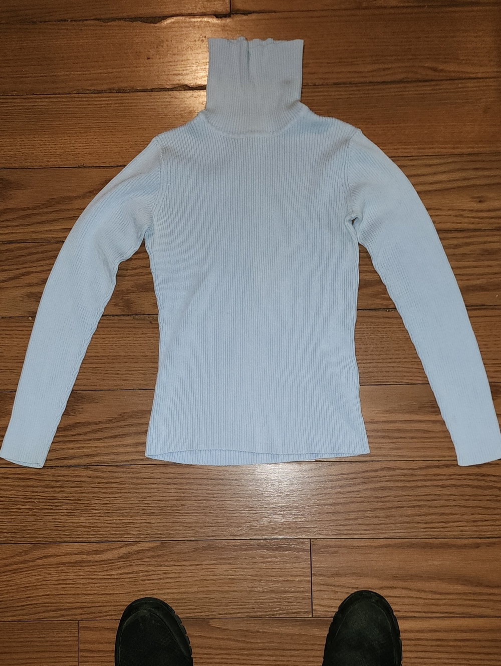 cleo Pale Blue Ribbed Turtleneck Sweater